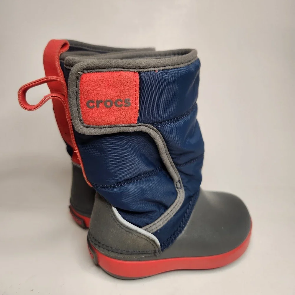 CROCS Lodgepoint Snow Boots Toddler Kids C6 Blue Gray Red Winter Rain Ski‎
